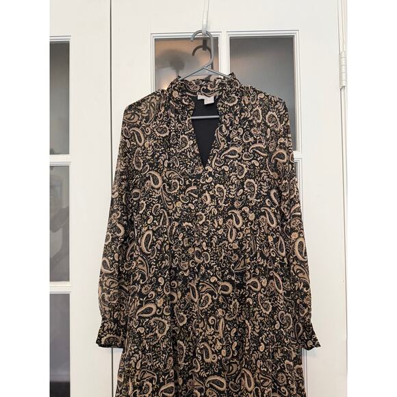 Lucky Brand Maxi Dress Womens Small Black Paisley Lined Boho Tiered - Picture 2 of 12